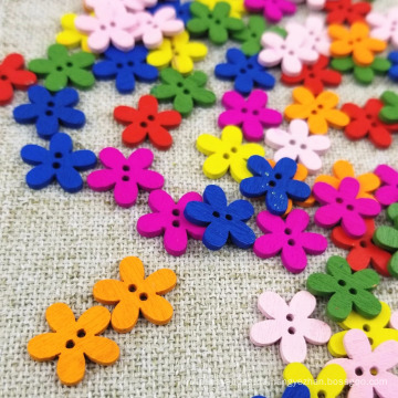 Multicolor 100pcs 14x15mm 2 Löcher gemischte Blume Holz dekorative Knöpfe passen Anpassungen Scrapbooking -Handwerk